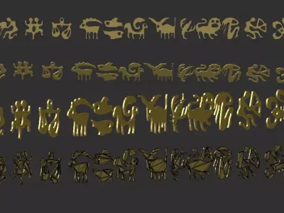 zodiak 3d model gold splatter font 3D print model