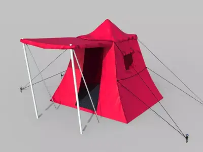 Tent camp Low-poly 3D model