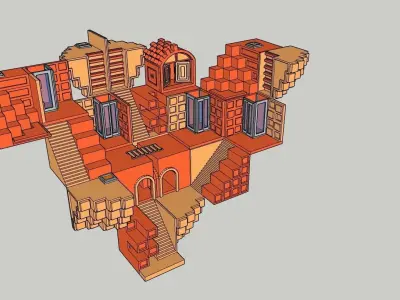 Temple 11 - Cubic Temple 3D model