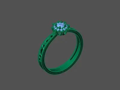 Womens Rings With Stone Ring Ready STL 3DM Models Rings women 3D print model 5
