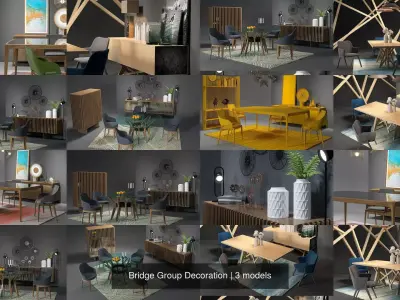 Bridge Group Decoration 3D Model Collection