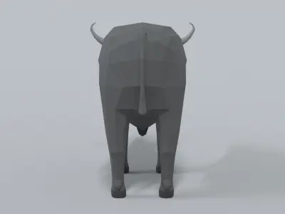 Low Poly Cartoon African Buffalo Low-poly 3D model