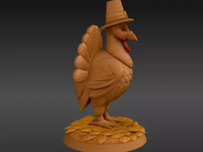 Stylised Thanksgiving Turkey Figurine 3D Model Festive Decor Low-poly 3D model