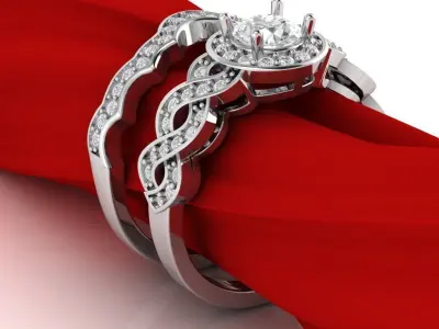 Vintage luxury pair of engagement ring 3D print model