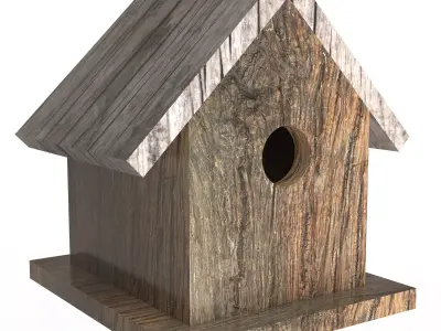 Birdhouse wooden Low-poly 3D model