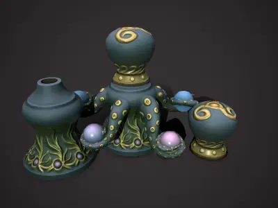 Octopus flowerpot Low-poly 3D model
