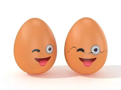 Egg Cracked Emoji N016 Low-poly 3D model