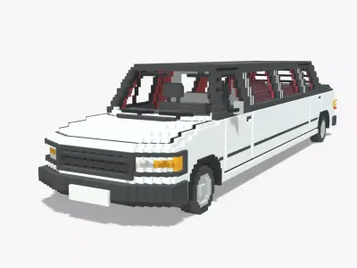 Voxel Limo Car Low-poly 3D model