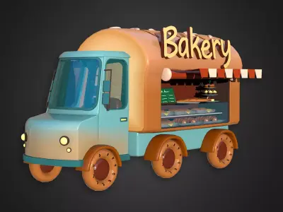 Asset - Cartoons - Food Car - Bakery 3D model