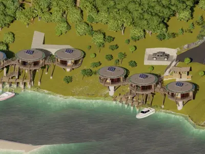 Forest villa-wooden villa-virgin wooden hut 3D model