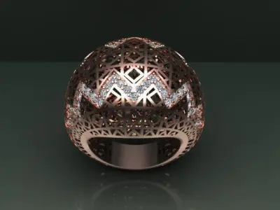 diamond ring  3D print model 9