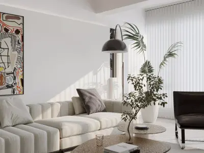 Modern living room dining room interior scenes 472 3D model