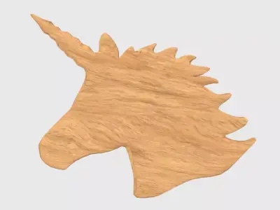 Low Poly Unicorn Wooden Head Silhouette Decorative Object Low-poly 3D model