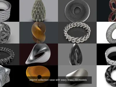 3dprint collection vase with wavy lines