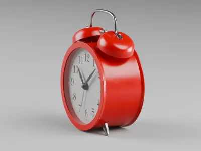 Retro alarm clock Red Low-poly 3D model