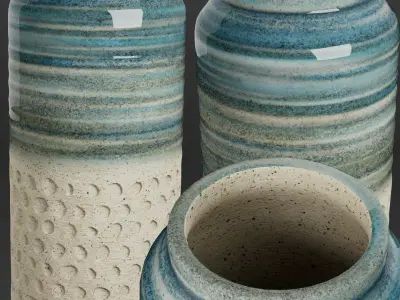 Decorative Pots Low-poly 3D model