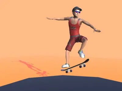Skate Boards Actions 2 3D model