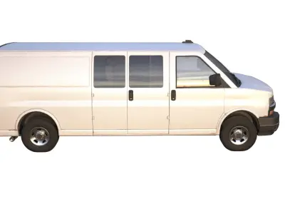 PBR Classic Van White Game ready Low-Poly Low-poly 3D model