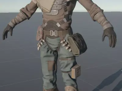 Soldier man in gas mask Low-poly 3D model