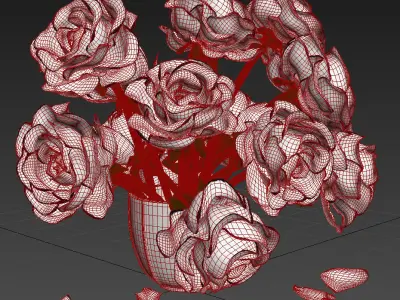 White rose bouquet 3D model