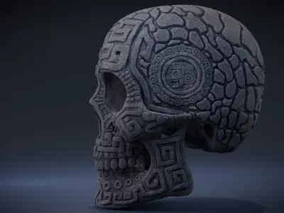 Aztec Skull  Low-poly 3D model