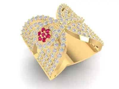 Luxury Bow Diamond Ring for Women 1251 3D print model