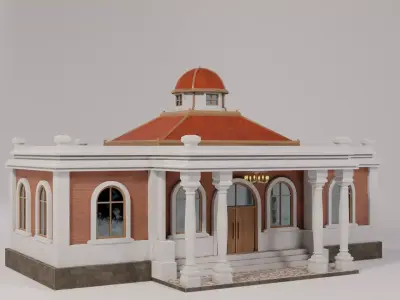 Colonial Building Lowpoly Low-poly 3D model