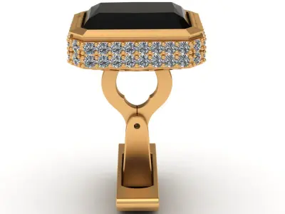 Onyx Fashion Diamond Gold Cufflinks 3D print model