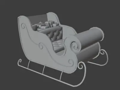 Santa sleigh Low-poly 3D model