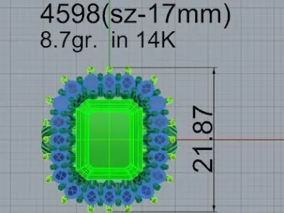Emerald Cluster Ring 4598 3D print model