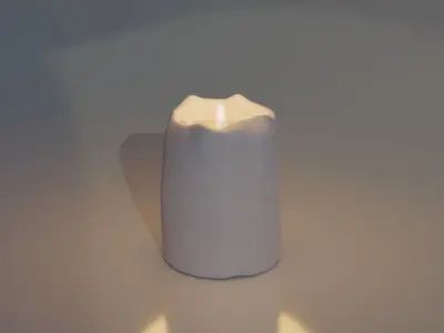 White Candle with Animated Flame 3D model
