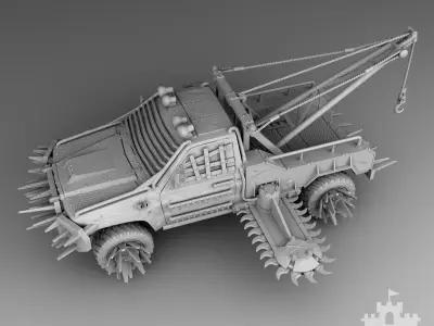 A pickup truck with saws 3D print model