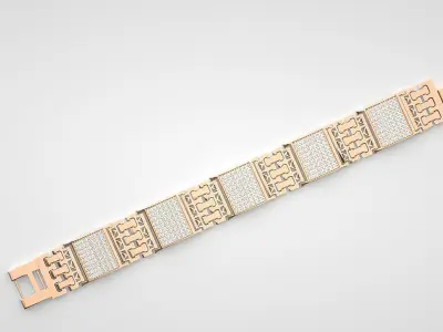 Mesh High Jewelry Diamond Head Bracelet 3dm stl renders details 3D print model