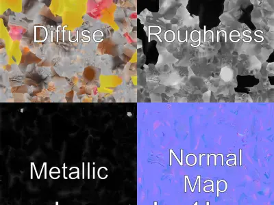 Glowing Slime Monster with Multiple Mouths Low-poly 3D model