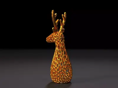 Christmas reindeer Voronoi 3D print model