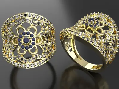Diamond Fantasy Ring  3D print model