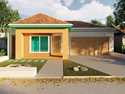 Single Story traditional house model 3D model