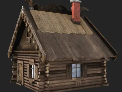  The hut of hunter or an ordinary house in an old village Low-poly 3D model