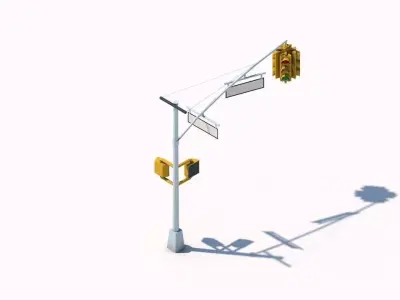 Cartoon Low Poly Brooklyn Trafficlight Low-poly 3D model