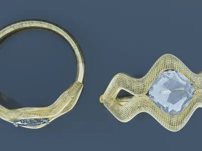 Wireframe Model Gold Ring 3D print model