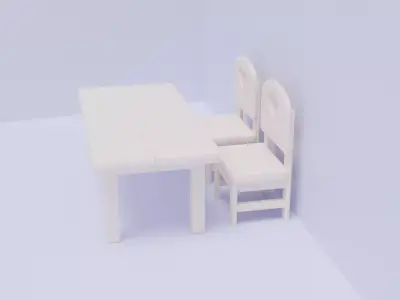 Kids Table and Chairs Low-poly 3D model