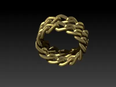 Double Cuban Link Chain Ring Stackable Ring Jewelry 3D print model