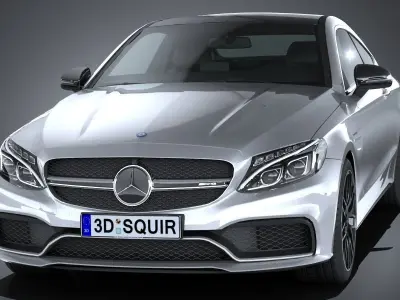 HQ LowPoly Mercedes C63 AMG Coupe 2017 Low-poly 3D model