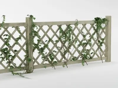 Fence 01 with ivy 3D model