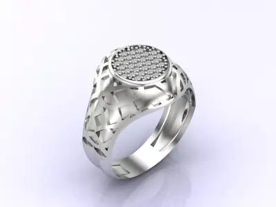 Print Ready STL 3DM  Gents Rings Diamond Men Ring  3D print model 61