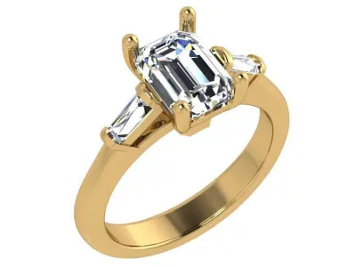 Emerald Diamond Ring 4616 3D print model