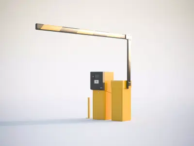 Yellow road barrier 3D model