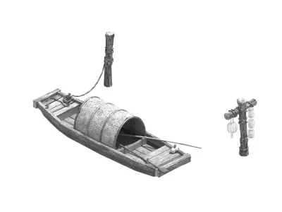 Game Ancient China - Transportation - Boat 03 3D model