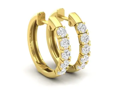 AV 559 Diamond Ladies 5 Stone Huggies Hoop Earrings 3D print model