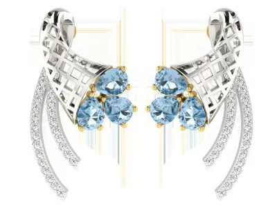 Women Flower Drop Pear Diamond Earring  3D print model purchase